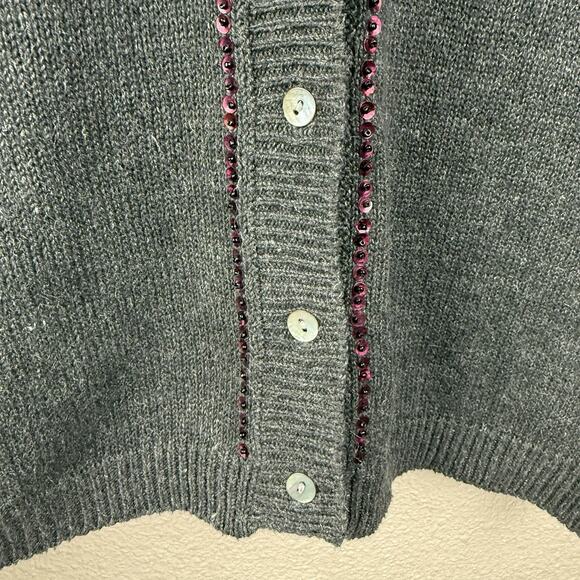 Vintage Y2K Womens Dark Gray Crewneck Button Front Cardigan Sweater Size S - Picture 5 of 6